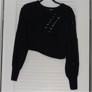 $280 T BY ALEXANDER WANG BLACK ASYMMETRIC HEM SWEATER SIZE S